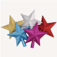 Petite Treasures Multi color Glittered Mini Christmas Tree Star Topper